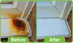GK Stinky Pinky Rust Remover before and after on window Sil thumbnail