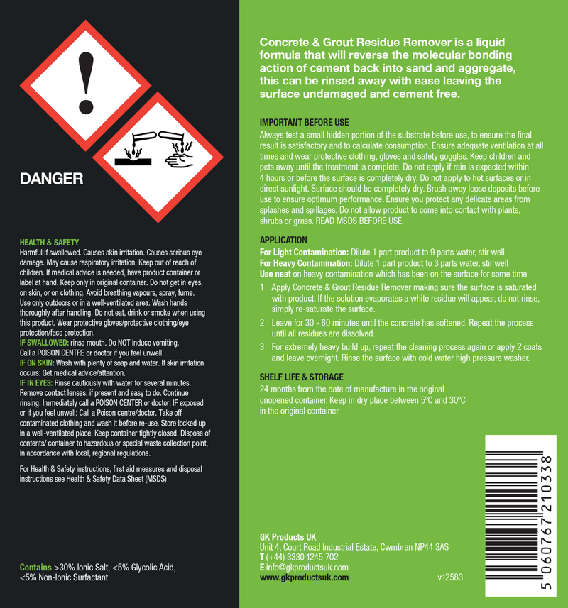 GK Concrete & Grout Residue Remover